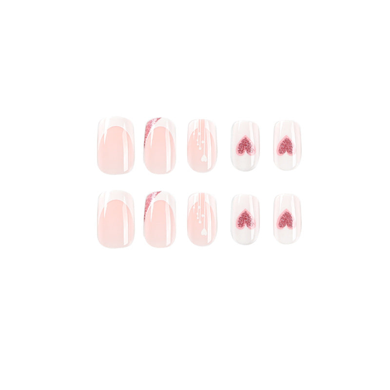Wholesale Mid-length Valentine's Day White Edge Love Glitter Nail Art Glue